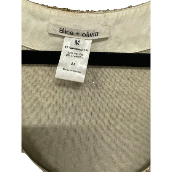 Alice & Olivia Gold Sequin Tank Top Dress Medium Cocktail Nightclub Dance - Picture 4 of 5